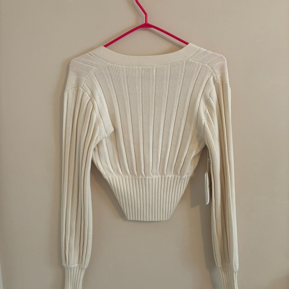 Cream Ribbed Cardigan - Picture 4 of 4